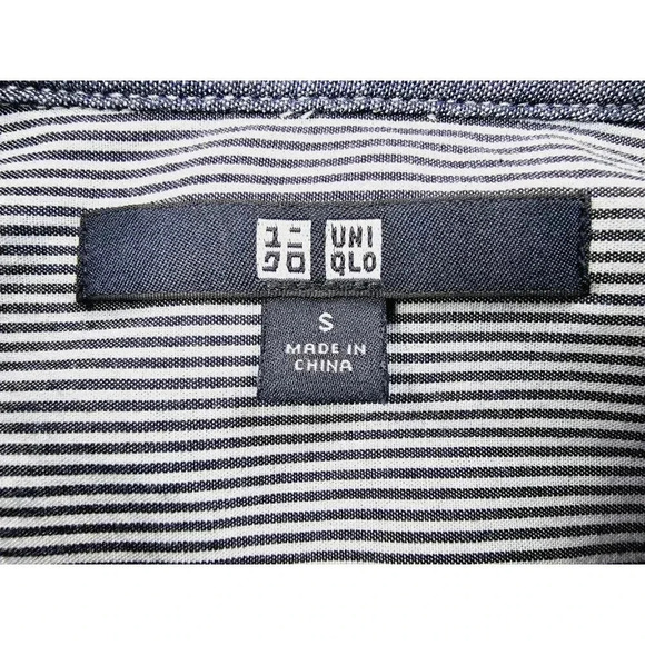 Uniqlo Size Small Women's Charcoal Blue Denim Style Long Sleeve Cotton Shirt - Picture 4 of 9